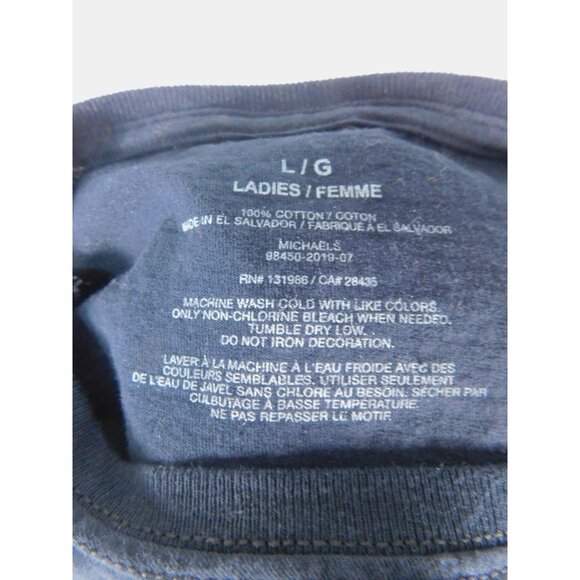 Michaels Shirt Womens Large Navy Graphic Skeleton Rib Cage Floral Goth Tee - Picture 10 of 10